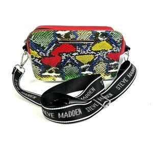 Steve Madden Crossbody Bag Faux Snakeskin Leather Colorful Handbag Purse NEW
